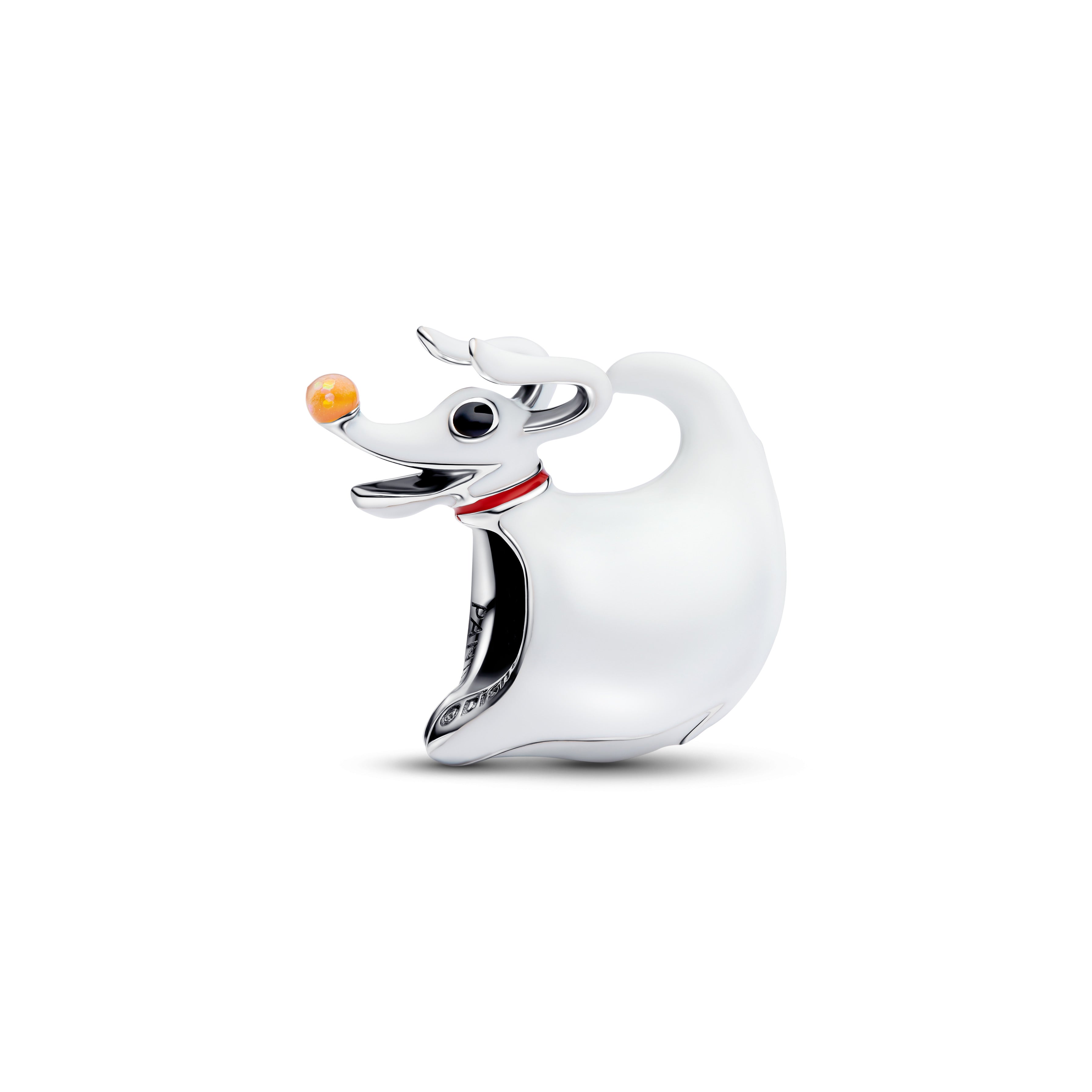 Disney Dark Zero Dog Sterling Silver Charm With Black, Red, Orange And White Glow In The Dark Enamel