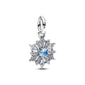 Disney Frozen Sterling Silver Dangle With Water Blue Crystal And Clear Cubic Zirconia