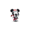 Disney Mickey Mouse Sterling Silver Charm With Glittery Black And Red Enamel