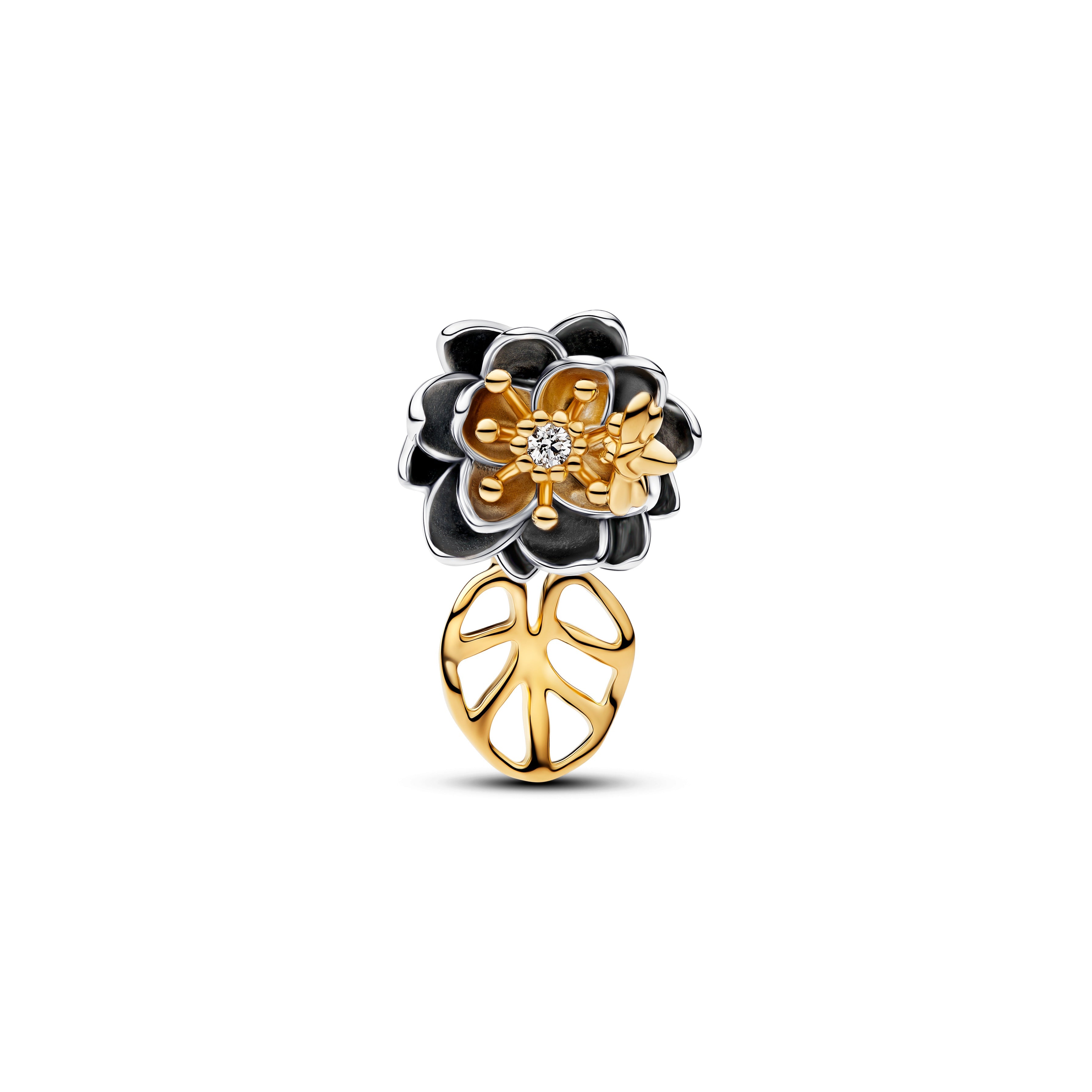 Disney Tiana Sterling Silver And 14K Gold-Plated Charm With 0.012 Ct Tw G-I Vs+ Round Brilliant Very Good Cut Lab-Grown Diamond