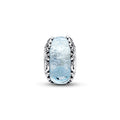 Disney Sterling Silver Charm With Light Blue Murano Glass And Silver Foil