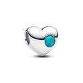 Engravable Heart Sterling Silver Charm With Imitation Turquoise