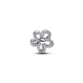 Flower Sterling Silver And 14K Gold-Plated Charm With Clear Cubic Zirconia