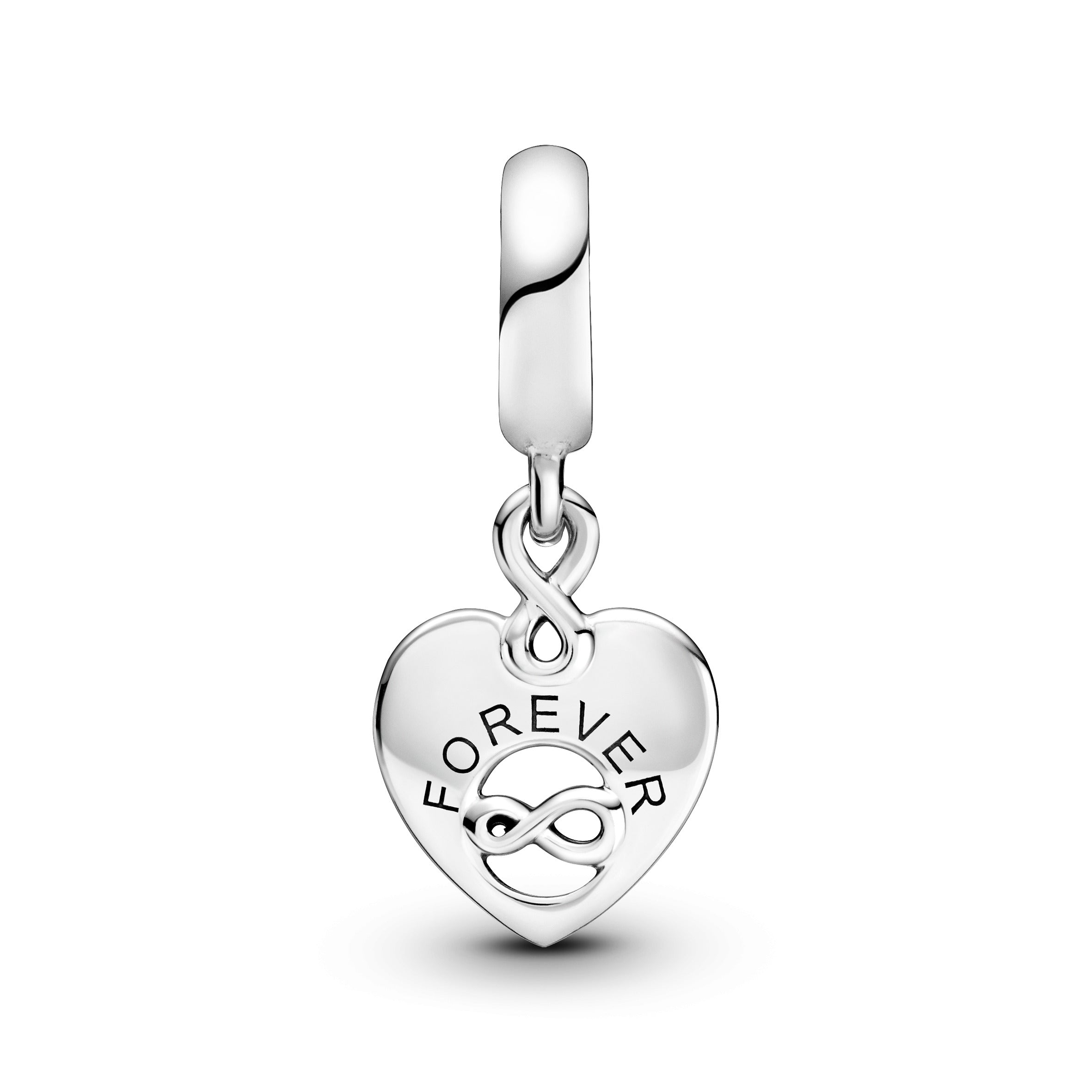 Friends And Infinity Heart Sterling Silver Dangle With Clear Cubic Zirconia