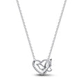 Heart And Butterfly Sterling Silver Collier With Clear Cubic Zirconia