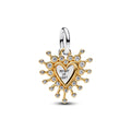 Heart Sterling Silver And 14K Gold-Plated Double Dangle With Clear Cubic Zirconia