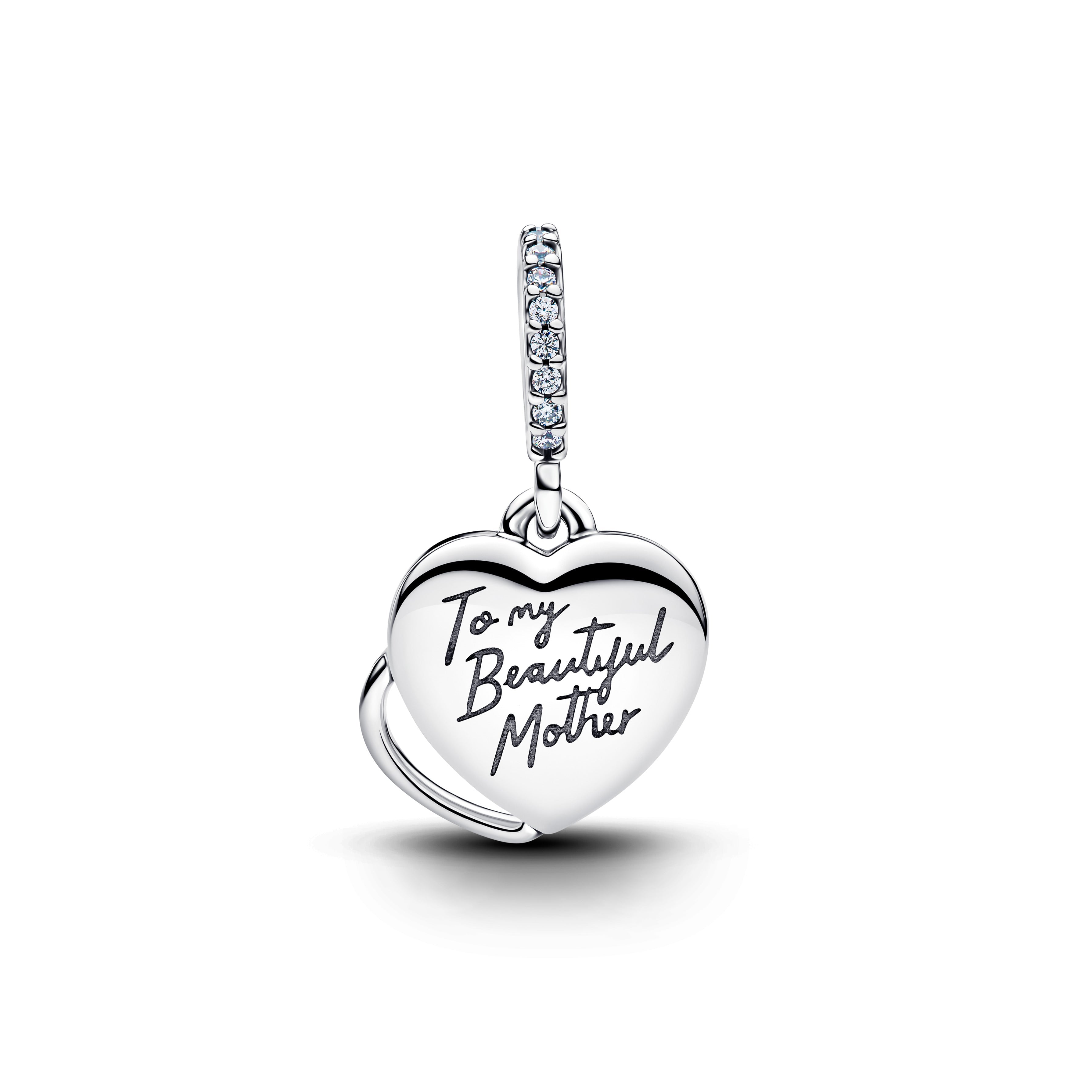 Heart Sterling Silver Double Dangle With Clear Cubic Zirconia And Pink Mosaic Lab-Created Opal And Resin