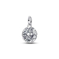 Heart Sterling Silver Medallion With Clear Cubic Zirconia