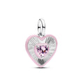 Heart Sterling Silver Medallion With Orchid Pink Crystal And Pink Enamel
