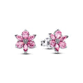 Herbarium Cluster Sterling Silver Stud Earrings With Fancy Pink Cubic Zirconia