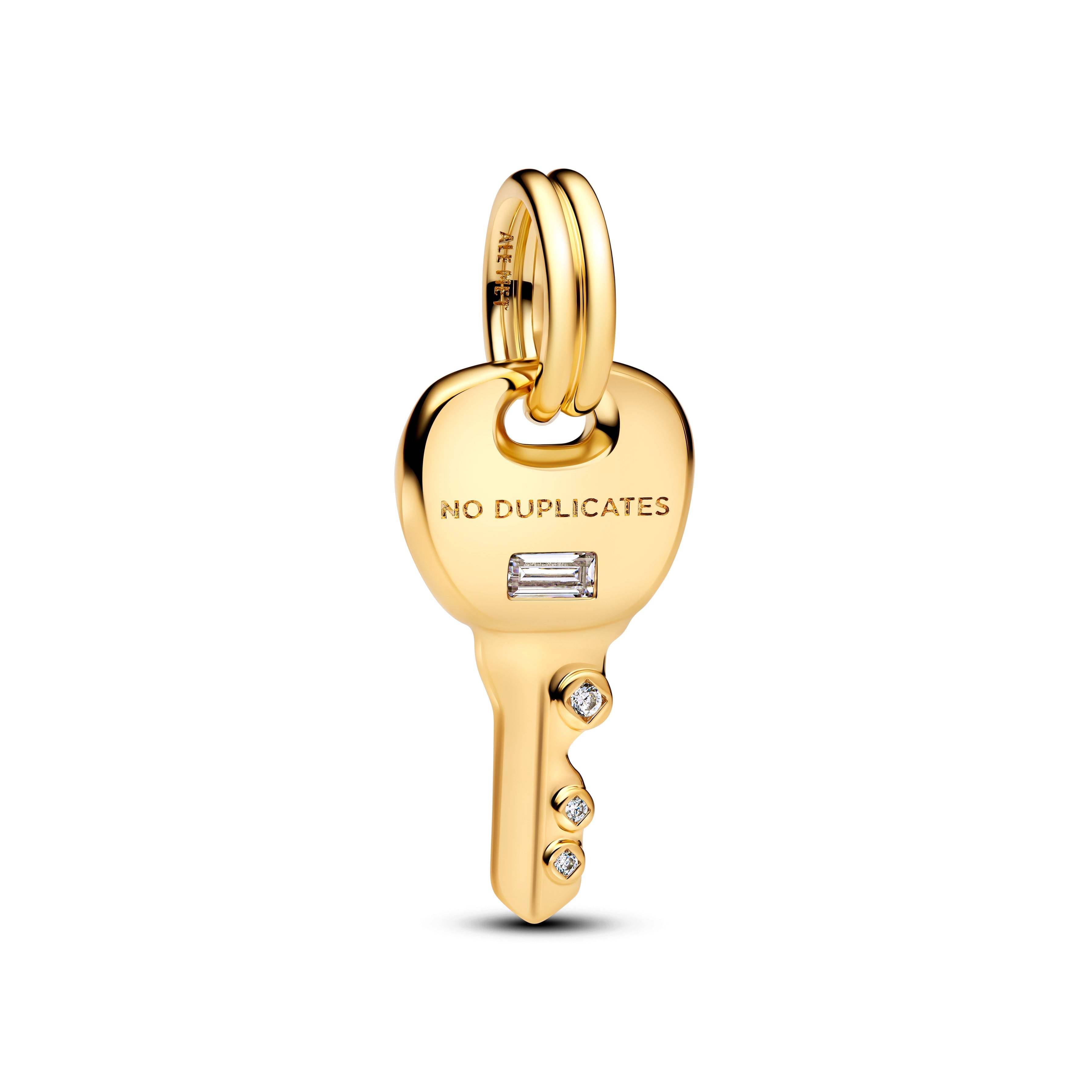 Key 14K Gold-Plated Dangle With Clear Cubic Zirconia