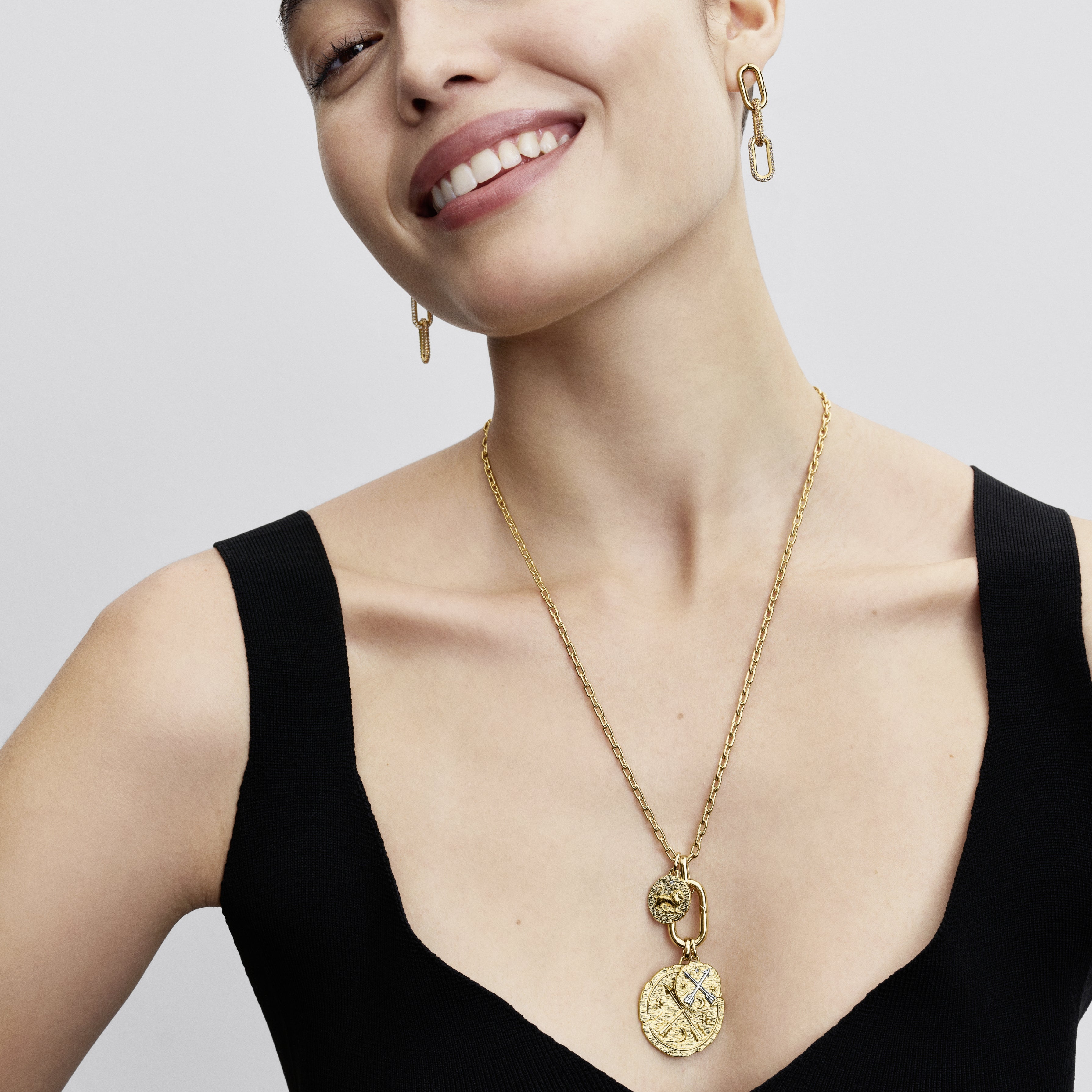 Lion 14K Gold-Plated Medallion With Clear Cubic Zirconia