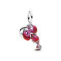 Love Lobster Sterling Silver Double Dangle With Clear Cubic Zirconia, Black, Glittery Red And Pink Enamel