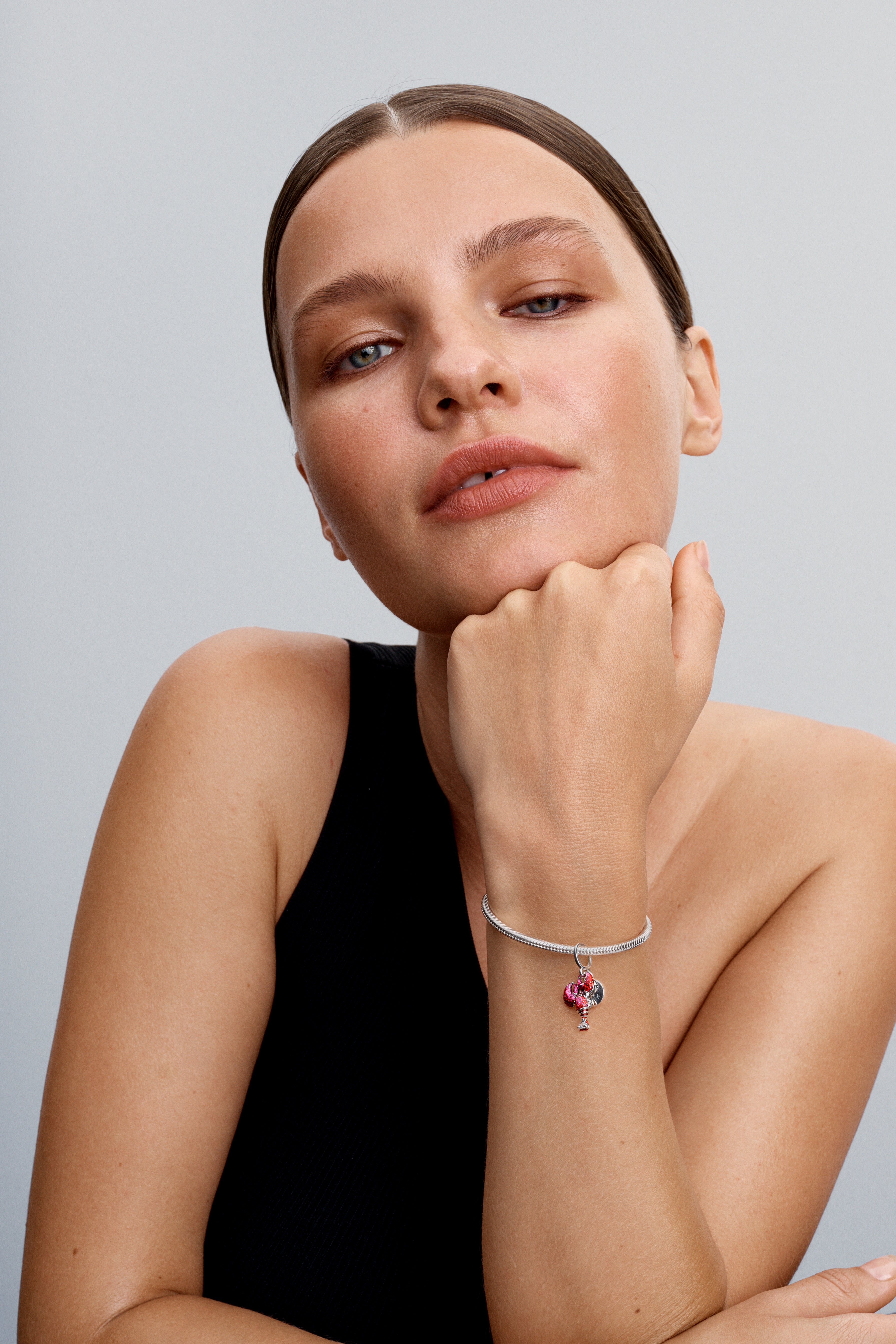 Love Lobster Sterling Silver Double Dangle With Clear Cubic Zirconia, Black, Glittery Red And Pink Enamel