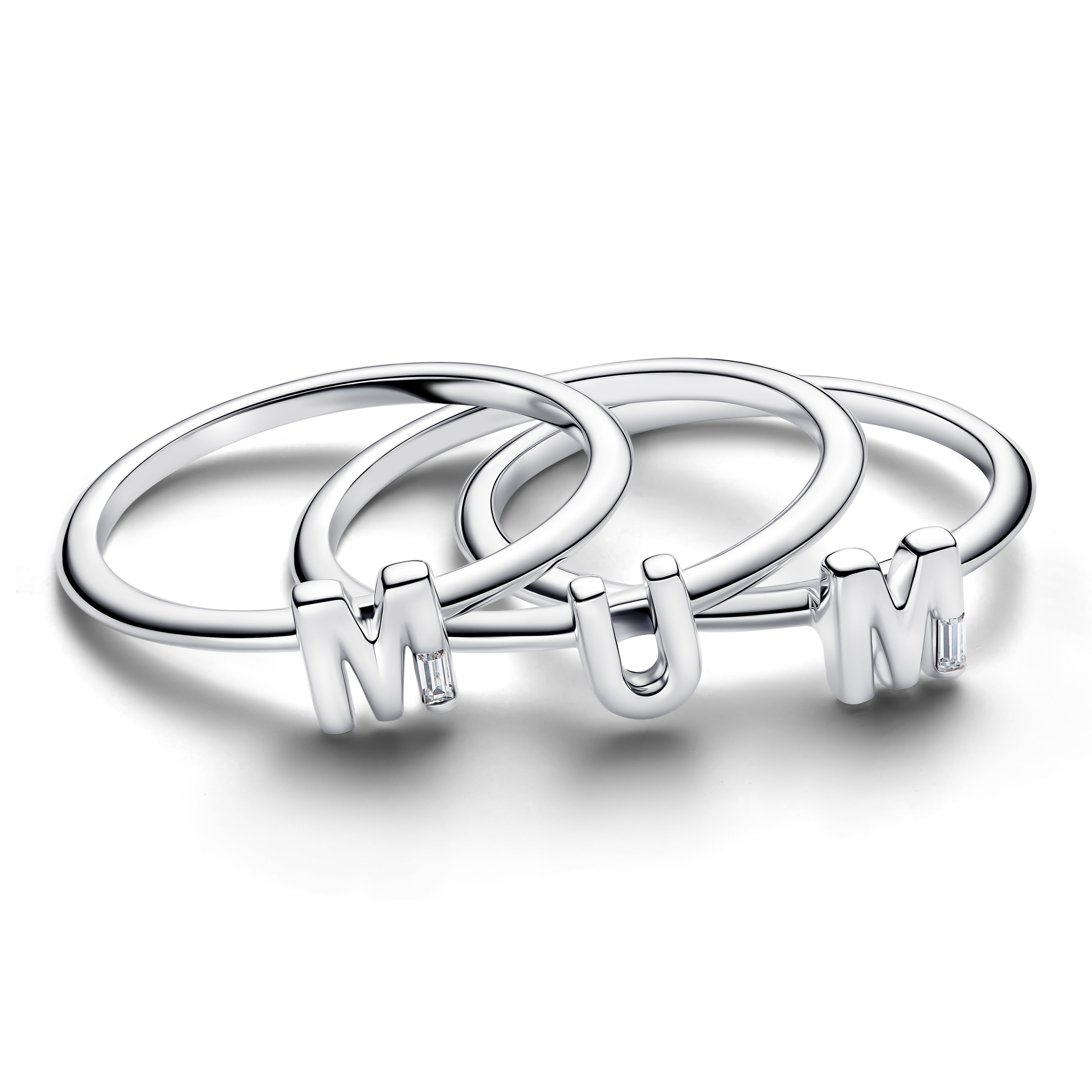 Mum Sterling Silver Splittable Ring With Clear Cubic Zirconia