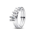 Mum Sterling Silver Splittable Ring With Clear Cubic Zirconia