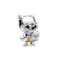 Marvel Rocket Sterling Silver Charm With Black And Transparent Orange Enamel