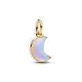 Moon 14K Gold-Plated Dangle With Clear Cubic Zirconia And Frosted Moonstone Resin