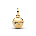 Openable Mom Ball 14K Gold-Plated Dangle With Clear Cubic Zirconia And Black Enamel
