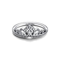 Regal Tiara Sterling Silver Ring With Clear Cubic Zirconia