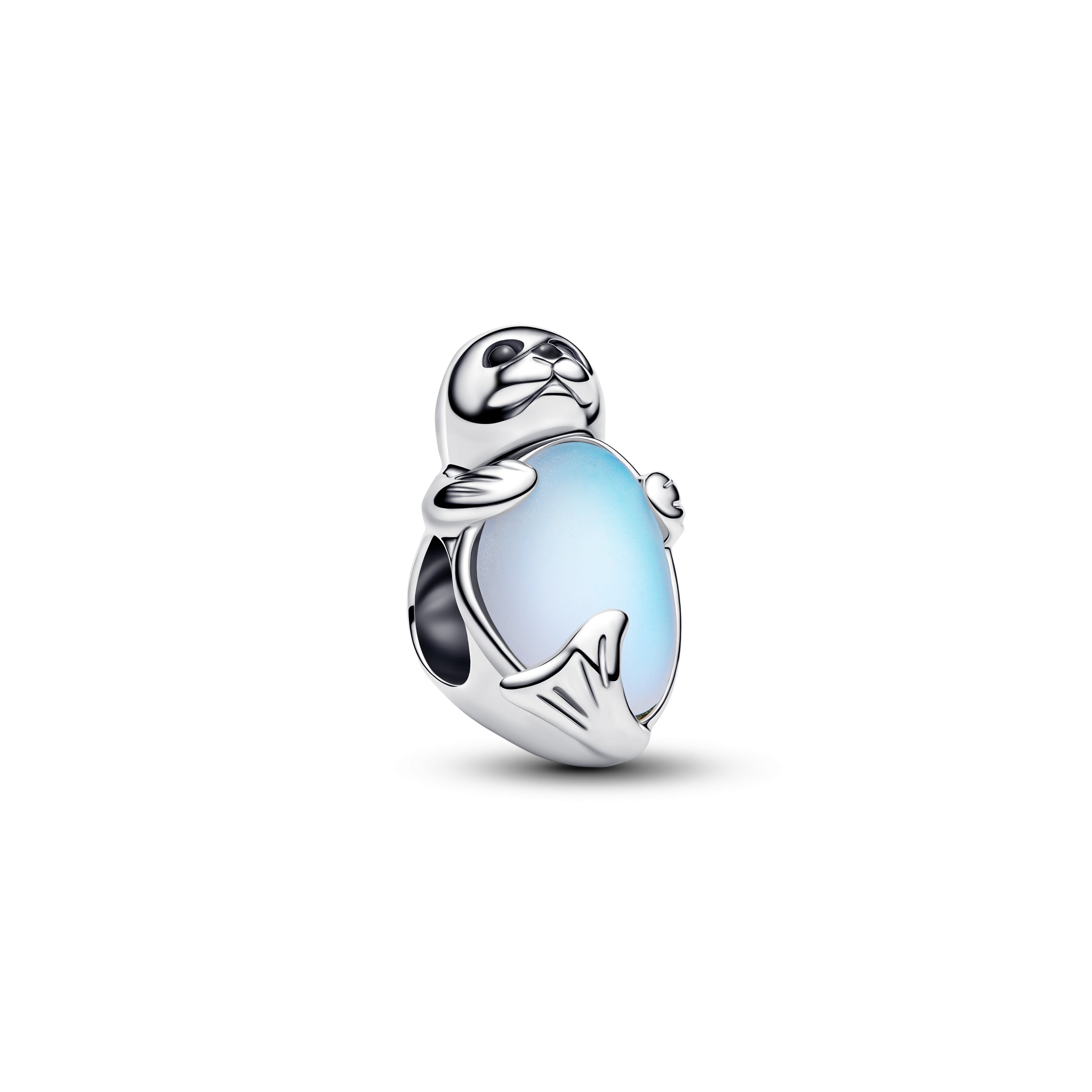 Seal Sterling Silver Charm With Black Crystal, Black Enamel And Froste ...