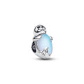 Seal Sterling Silver Charm With Black Crystal, Black Enamel And Frosted Glass