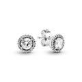 Silver Stud Earrings With Clear Cubic Zirconia