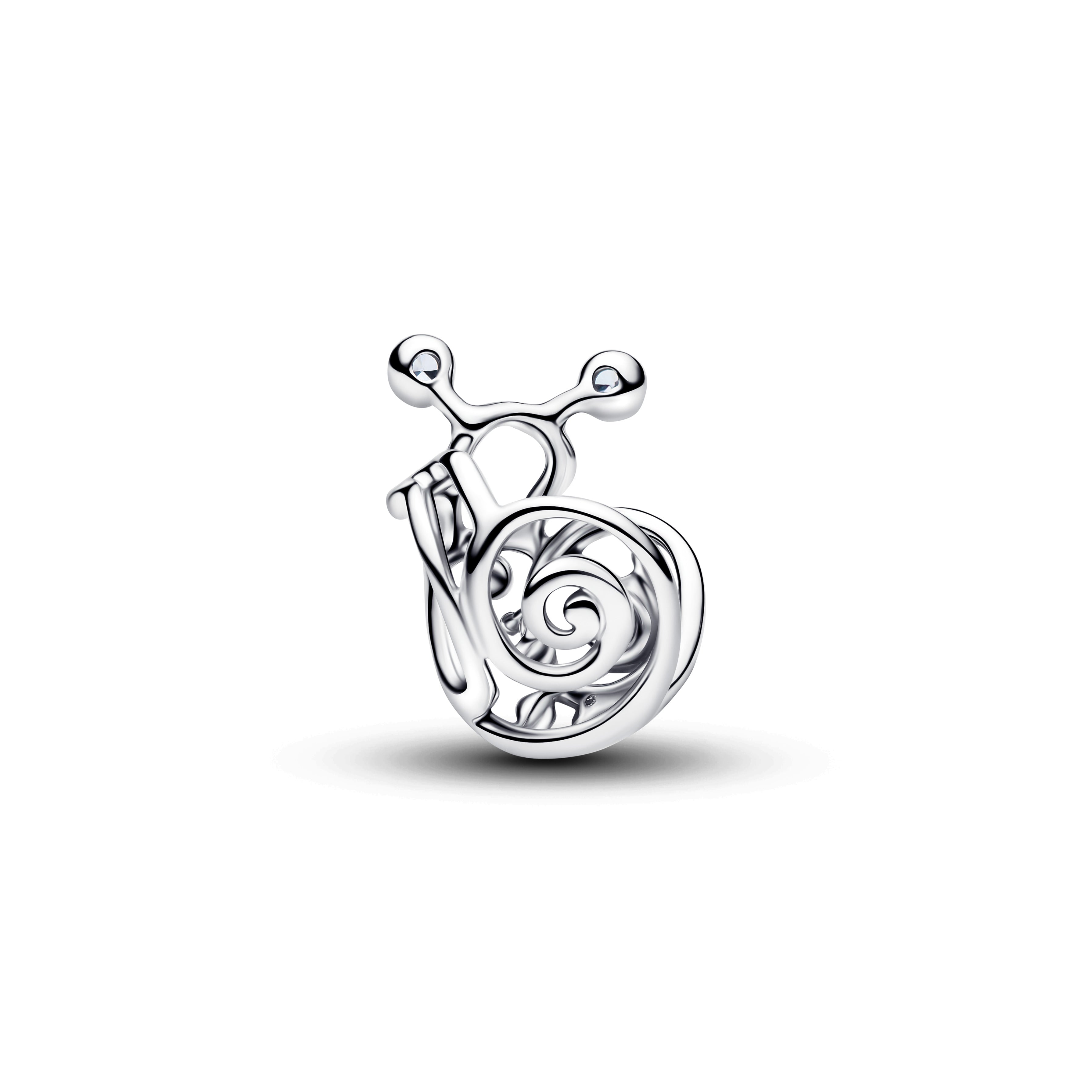 Snail Sterling Silver Charm With Light Green Crystal And Clear Cubic Zirconia
