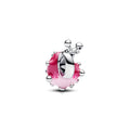 Snail Sterling Silver Charm With Light Pink, Clear Cubic Zirconia And Shaded Pink Enamel