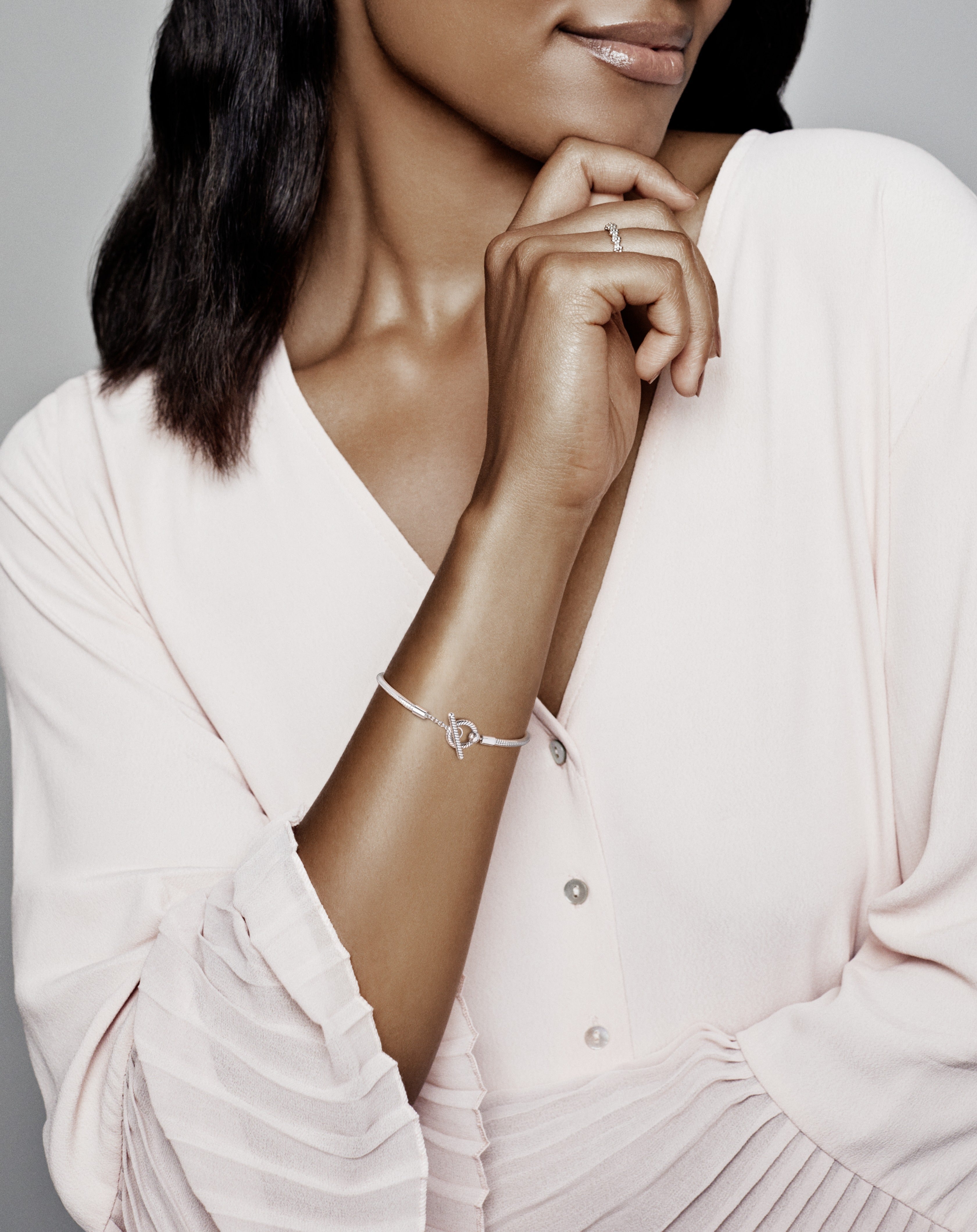 Snake Chain Sterling Silver T-Bar Bracelet