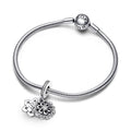 Snowflake Sterling Silver Double Dangle With Clear Cubic Zirconia
