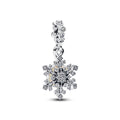 Snowflake Sterling Silver Double Dangle With Clear Cubic Zirconia And Aurora Lab-Grown Opal Resin
