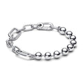 Sterling Silver Bead And Link Bracelet