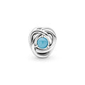 Sterling Silver Charm With Capri Blue Crystal