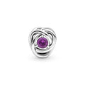 Sterling Silver Charm With Sweet Grape Purple Crystal