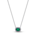 Sterling Silver Collier With Royal Green Crystal And Clear Cubic Zirconia