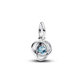 Sterling Silver Dangle With Sea Aqua Blue Crystal And Clear Cubic Zirconia