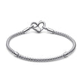 Studded Chain Sterling Silver Bracelet With Heart Clasp