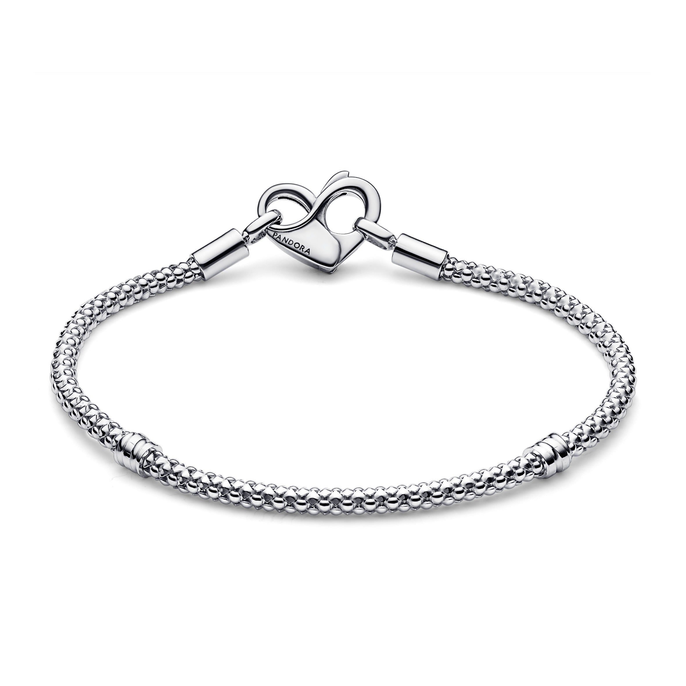 Studded Chain Sterling Silver Bracelet With Heart Clasp
