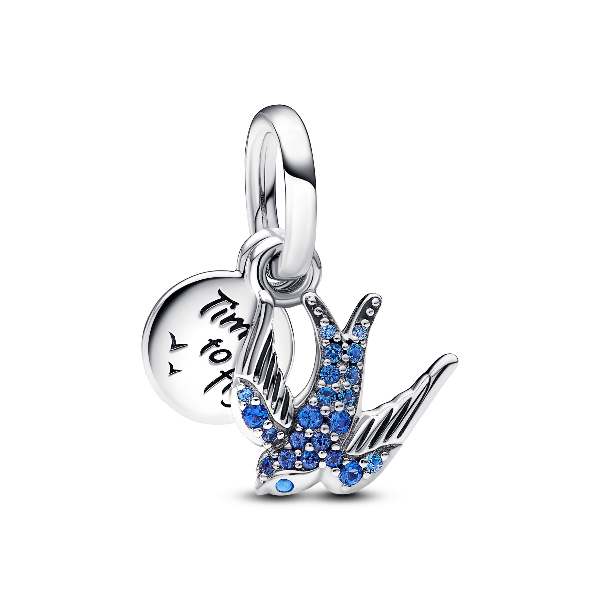 Swallow Sterling Silver Double Dangle With Night Blue, Skylight Blue And Stellar Blue Crystal
