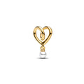 Wrapped Heart 14K Gold-Plated Charm With White Lacquered Artificial Pearl