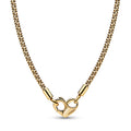 Studded Chain 14K Gold-Plated Necklace With Heart Clasp