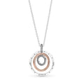 Pandora Logo Interlocking Circles Sterling Silver And 14K Rose Gold-Plated Pendant With Clear Cubic Zirconia And Necklace
