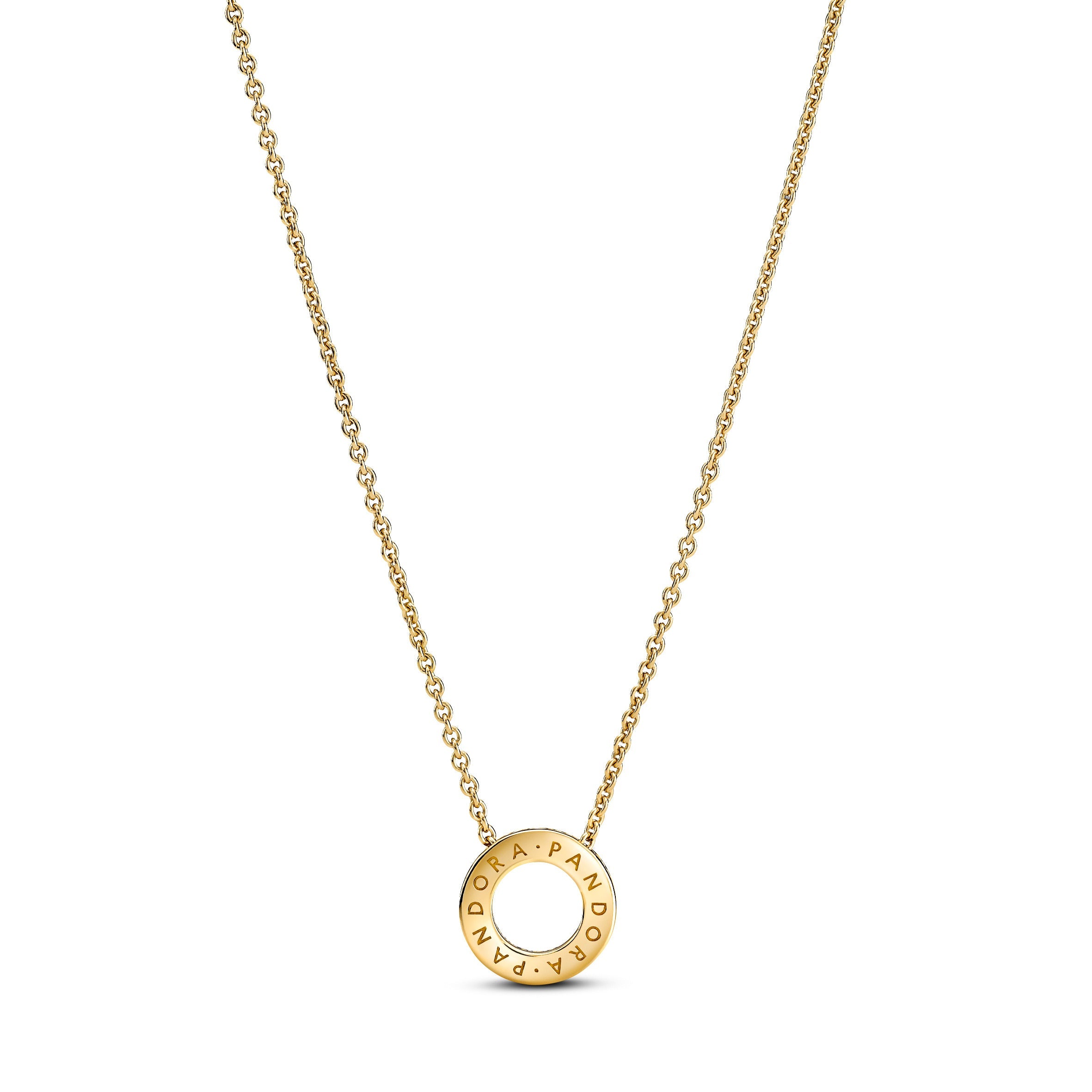 Pandora Logo Reversible 14K Gold-Plated Collier With Clear Cubic Zirconia