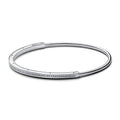 Pandora Logo Sterling Silver Bangle With Clear Cubic Zirconia